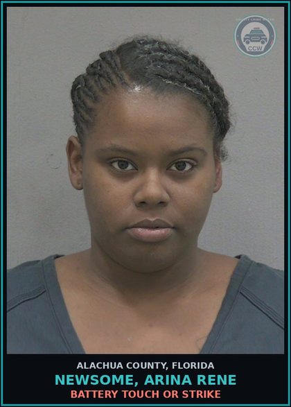 CCW arrest card for NEWSOME, ARINA RENE in Alachua County: BATTERY TOUCH OR STRIKE