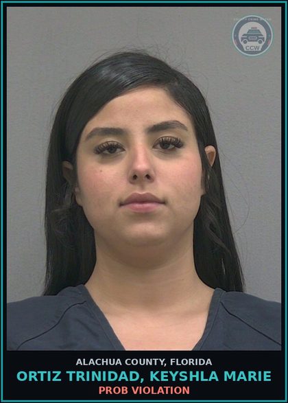 CCW arrest card for ORTIZ TRINIDAD, KEYSHLA MARIE in Alachua County: PROB VIOLATION