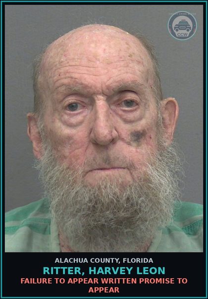 CCW arrest card for RITTER, HARVEY LEON in Alachua County: FAILURE TO APPEAR WRITTEN PROMISE TO APPEAR