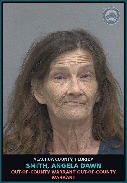 CCW arrest card for SMITH, ANGELA DAWN in Alachua County: OUT-OF-COUNTY WARRANT OUT-OF-COUNTY WARRANT