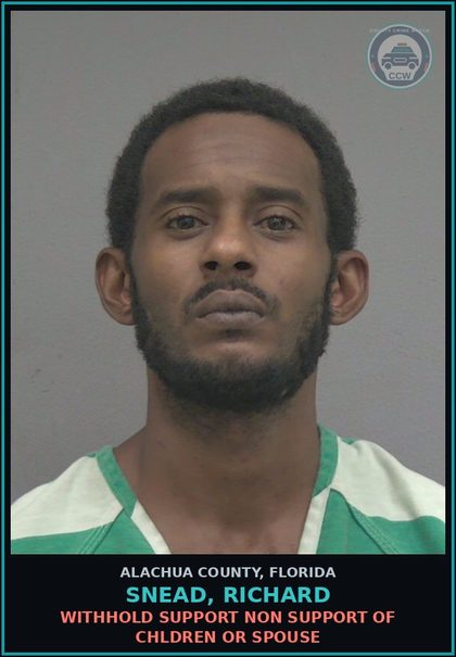 CCW arrest card for SNEAD, RICHARD in Alachua County: WITHHOLD SUPPORT NON SUPPORT OF CHILDREN OR SPOUSE