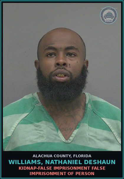 CCW arrest card for WILLIAMS, NATHANIEL DESHAUN in Alachua County: KIDNAP-FALSE IMPRISONMENT FALSE IMPRISONMENT OF PERSON