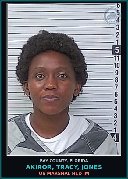 CCW arrest card for AKIROR, TRACY, JONES in Bay County: US MARSHAL HLD IM