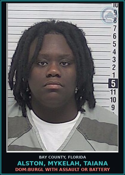 CCW arrest card for ALSTON, MYKELAH, TAIANA in Bay County: DOM:BURGL WITH ASSAULT OR BATTERY