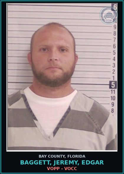 CCW arrest card for BAGGETT, JEREMY, EDGAR in Bay County: VOPP - VOCC