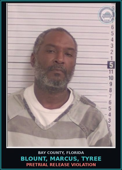 CCW arrest card for BLOUNT, MARCUS, TYREE in Bay County: PRETRIAL RELEASE VIOLATION