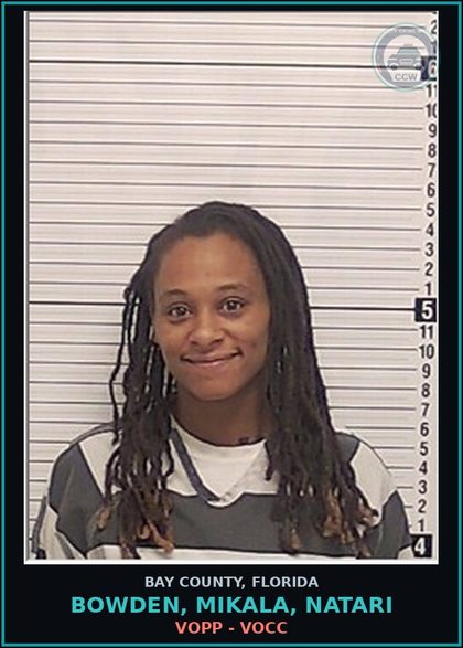 CCW arrest card for BOWDEN, MIKALA, NATARI in Bay County: VOPP - VOCC