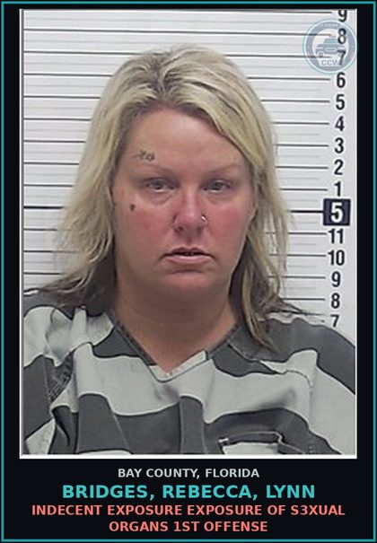 CCW arrest card for BRIDGES, REBECCA, LYNN in Bay County: INDECENT EXPOSURE EXPOSURE OF s3xual ORGANS 1ST OFFENSE