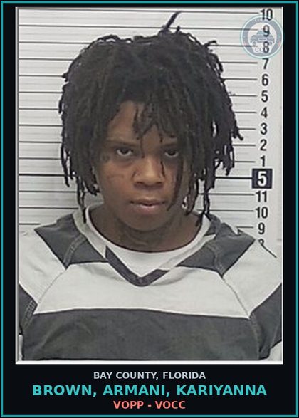 CCW arrest card for BROWN, ARMANI, KARIYANNA in Bay County: VOPP - VOCC