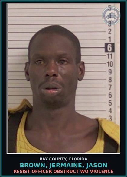 CCW arrest card for BROWN, JERMAINE, JASON in Bay County: PRETRIAL RELEASE VIOLATION