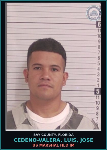 CCW arrest card for CEDENO-VALERA, LUIS, JOSE in Bay County: US MARSHAL HLD IM