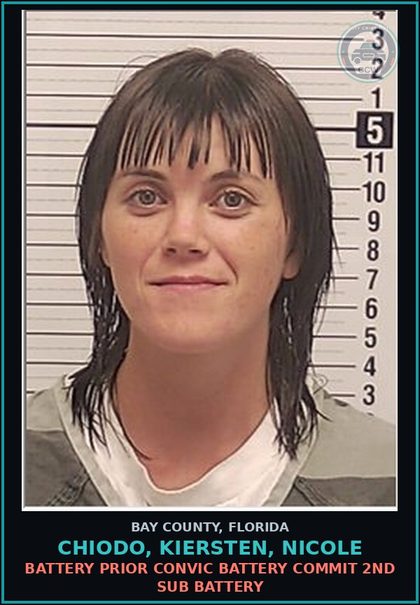 CCW arrest card for CHIODO, KIERSTEN, NICOLE in Bay County: BATTERY PRIOR CONVIC BATTERY COMMIT 2ND SUB BATTERY