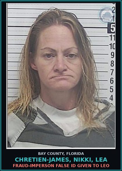 CCW arrest card for CHRETIEN-JAMES, NIKKI, LEA in Bay County: VOPP - VOCC