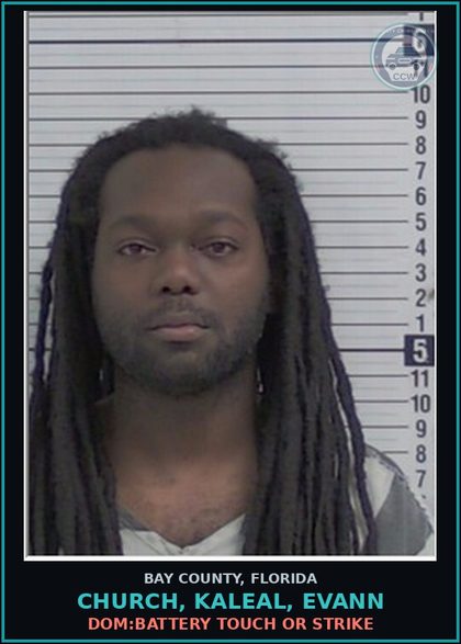 CCW arrest card for CHURCH, KALEAL, EVANN in Bay County: DOM:BATTERY TOUCH OR STRIKE