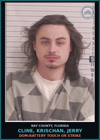CCW arrest card for CLINE, KRISCHAN, JERRY in Bay County: DOM:BATTERY TOUCH OR STRIKE