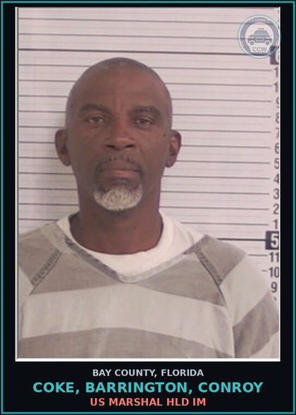 CCW arrest card for COKE, BARRINGTON, CONROY in Bay County: US MARSHAL HLD IM