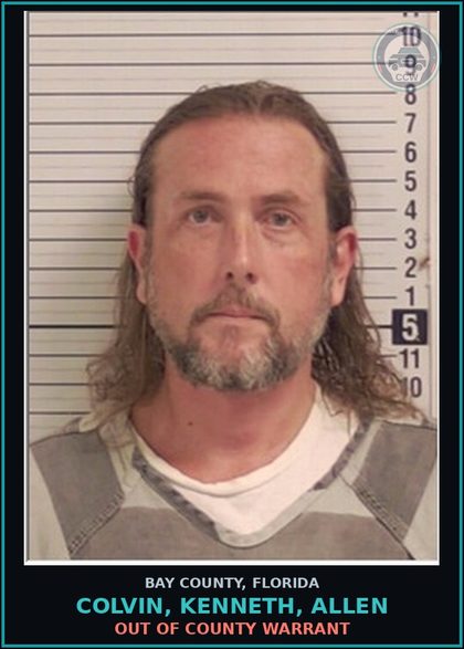CCW arrest card for COLVIN, KENNETH, ALLEN in Bay County: OUT OF COUNTY WARRANT