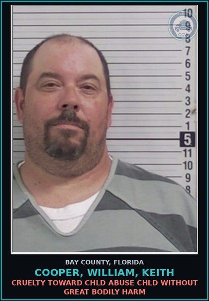 CCW arrest card for COOPER, WILLIAM, KEITH in Bay County: CRUELTY TOWARD chld ABUSE chld WITHOUT GREAT BODILY HARM