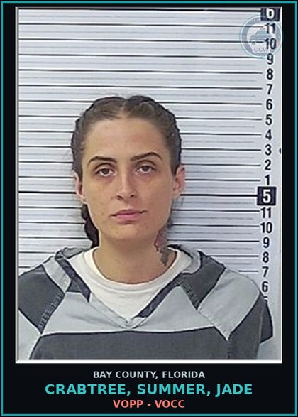 CCW arrest card for CRABTREE, SUMMER, JADE in Bay County: VOPP - VOCC