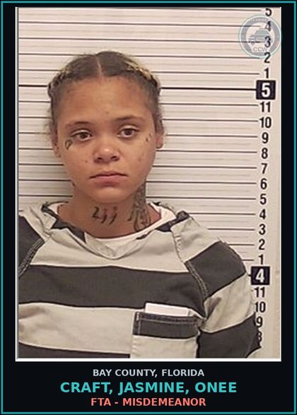 CCW arrest card for CRAFT, JASMINE, ONEE in Bay County: FTA - MISDEMEANOR