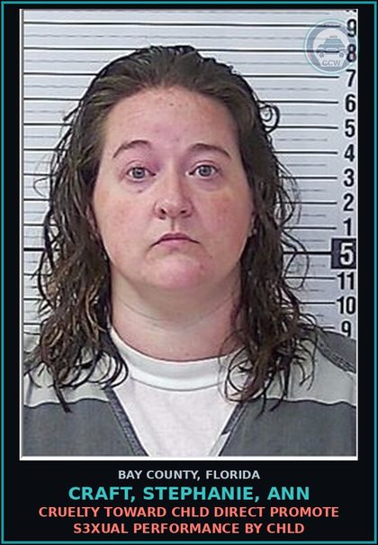 CCW arrest card for CRAFT, STEPHANIE, ANN in Bay County: CRUELTY TOWARD chld DIRECT PROMOTE s3xual PERFORMANCE BY chld