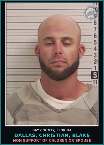 CCW arrest card for DALLAS, CHRISTIAN, BLAKE in Bay County: NON SUPPORT OF CHILDREN OR SPOUSE