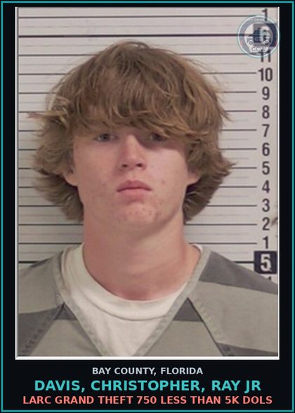 CCW arrest card for DAVIS, CHRISTOPHER, RAY JR in Bay County: BURGL UNOCCUPIED DWELLING UNARMED