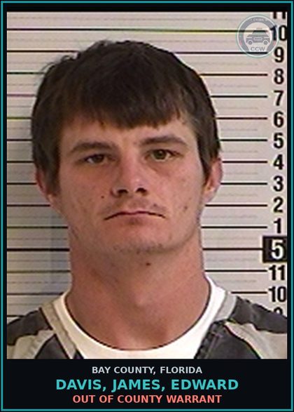 CCW arrest card for DAVIS, JAMES, EDWARD in Bay County: OUT OF COUNTY WARRANT