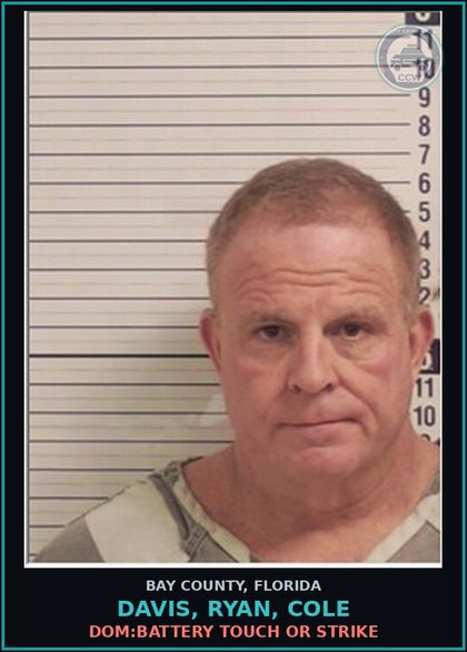 CCW arrest card for DAVIS, RYAN, COLE in Bay County: DOM:BATTERY TOUCH OR STRIKE