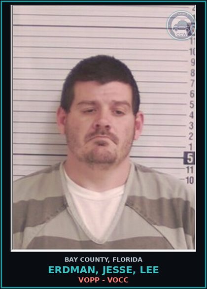 CCW arrest card for ERDMAN, JESSE, LEE in Bay County: VOPP - VOCC
