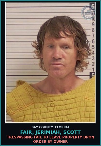 CCW arrest card for FAIR, JERIMIAH, SCOTT in Bay County: DISTURBING PEACE BREACH OF THE PEACE