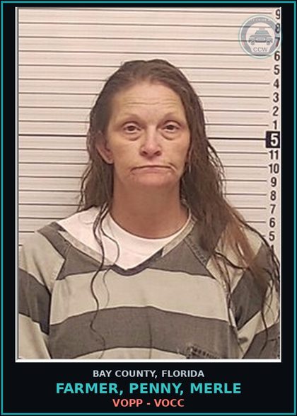 CCW arrest card for FARMER, PENNY, MERLE in Bay County: VOPP - VOCC