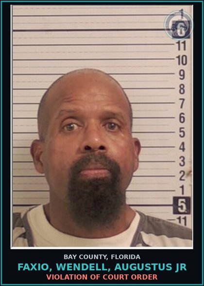 CCW arrest card for FAXIO, WENDELL, AUGUSTUS JR in Bay County: VIOLATION OF COURT ORDER