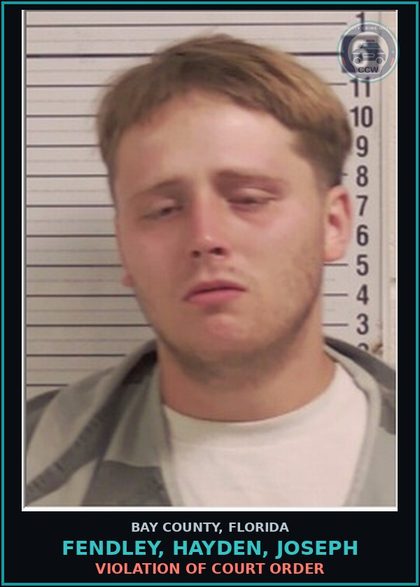 CCW arrest card for FENDLEY, HAYDEN, JOSEPH in Bay County: VIOLATION OF COURT ORDER