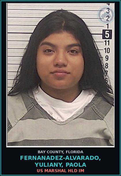 CCW arrest card for FERNANADEZ-ALVARADO, YULIANY, PAOLA in Bay County: US MARSHAL HLD IM