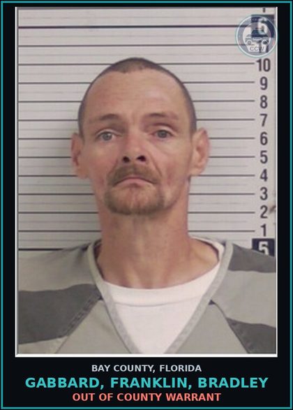 CCW arrest card for GABBARD, FRANKLIN, BRADLEY in Bay County: OUT OF COUNTY WARRANT