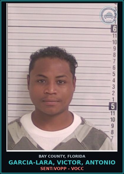 CCW arrest card for GARCIA-LARA, VICTOR, ANTONIO in Bay County: SENT:VOPP - VOCC