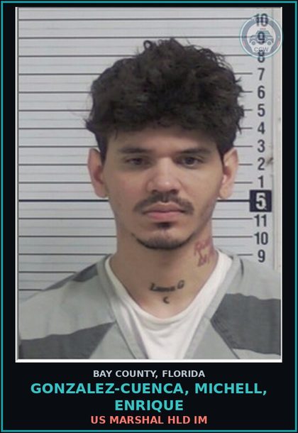 CCW arrest card for GONZALEZ-CUENCA, MICHELL, ENRIQUE in Bay County: US MARSHAL HLD IM