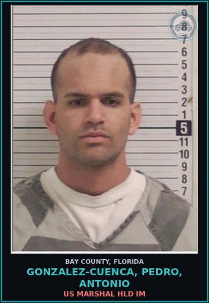 CCW arrest card for GONZALEZ-CUENCA, PEDRO, ANTONIO in Bay County: US MARSHAL HLD IM