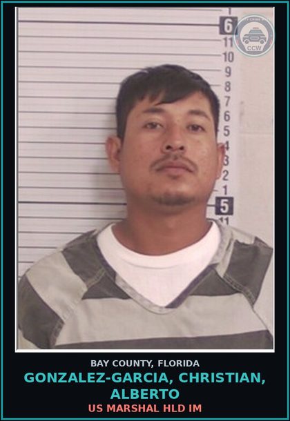 CCW arrest card for GONZALEZ-GARCIA, CHRISTIAN, ALBERTO in Bay County: US MARSHAL HLD IM