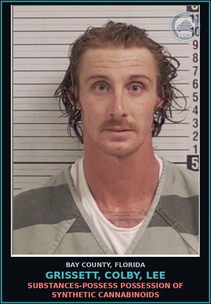CCW arrest card for GRISSETT, COLBY, LEE in Bay County: DRUGS-POSSESS POSSESSION OF SYNTHETIC CANNABINOIDS