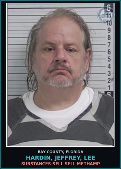 CCW arrest card for HARDIN, JEFFREY, LEE in Bay County: DRUGS-SELL SELL Methamp