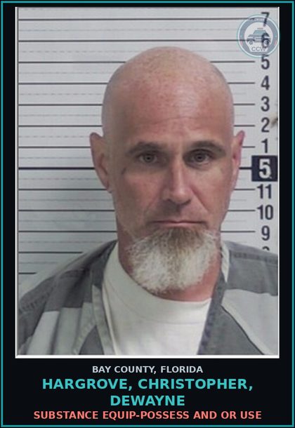 CCW arrest card for HARGROVE, CHRISTOPHER, DEWAYNE in Bay County: DRUG EQUIP-POSSESS AND OR USE