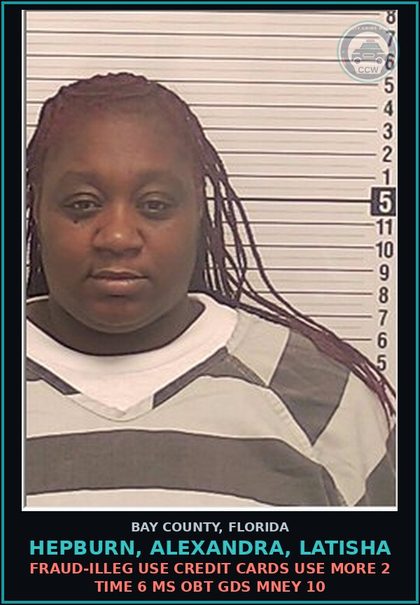 CCW arrest card for HEPBURN, ALEXANDRA, LATISHA in Bay County: VOPP - VOCC
