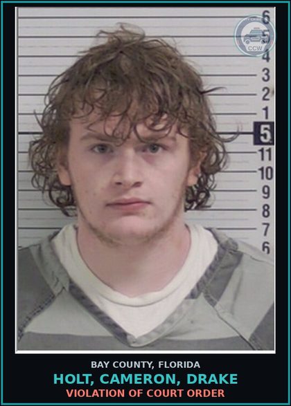 CCW arrest card for HOLT, CAMERON, DRAKE in Bay County: VIOLATION OF COURT ORDER