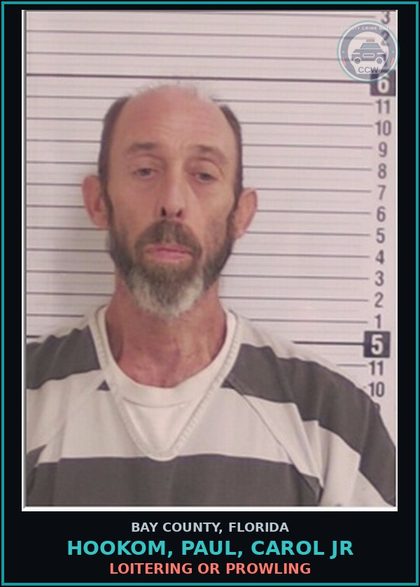CCW arrest card for HOOKOM, PAUL, CAROL JR in Bay County: LOITERING OR PROWLING