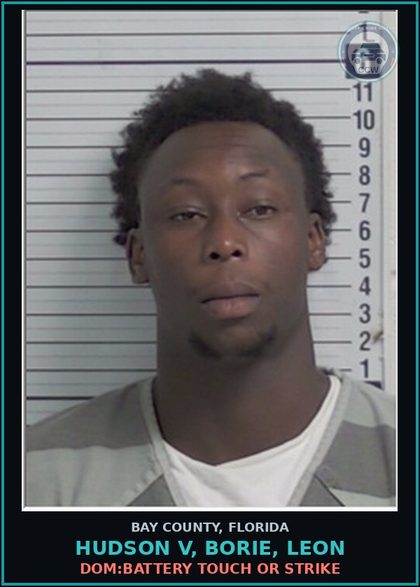 CCW arrest card for HUDSON V, BORIE, LEON in Bay County: DOM:BATTERY TOUCH OR STRIKE