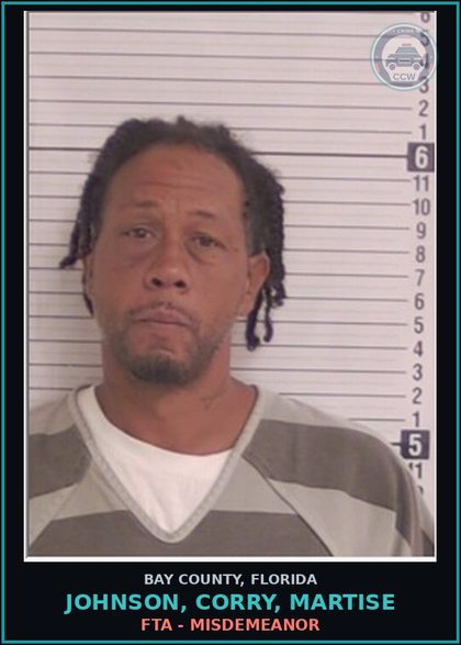 CCW arrest card for JOHNSON, CORRY, MARTISE in Bay County: FTA - MISDEMEANOR
