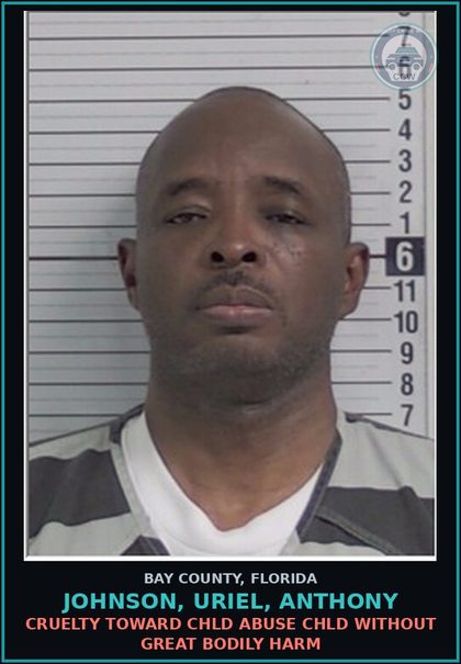 CCW arrest card for JOHNSON, URIEL, ANTHONY in Bay County: CRUELTY TOWARD chld ABUSE chld WITHOUT GREAT BODILY HARM