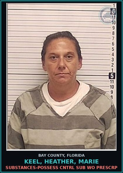 CCW arrest card for KEEL, HEATHER, MARIE in Bay County: DRUGS-POSSESS CNTRL SUB WO PRESCRIPTION